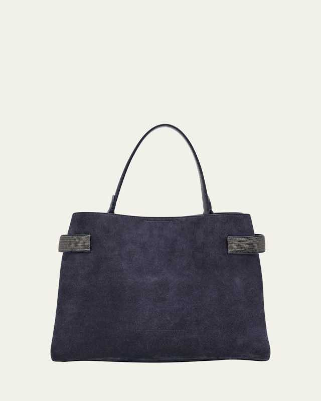 Essence Large Monili Suede Top-Handle Bag